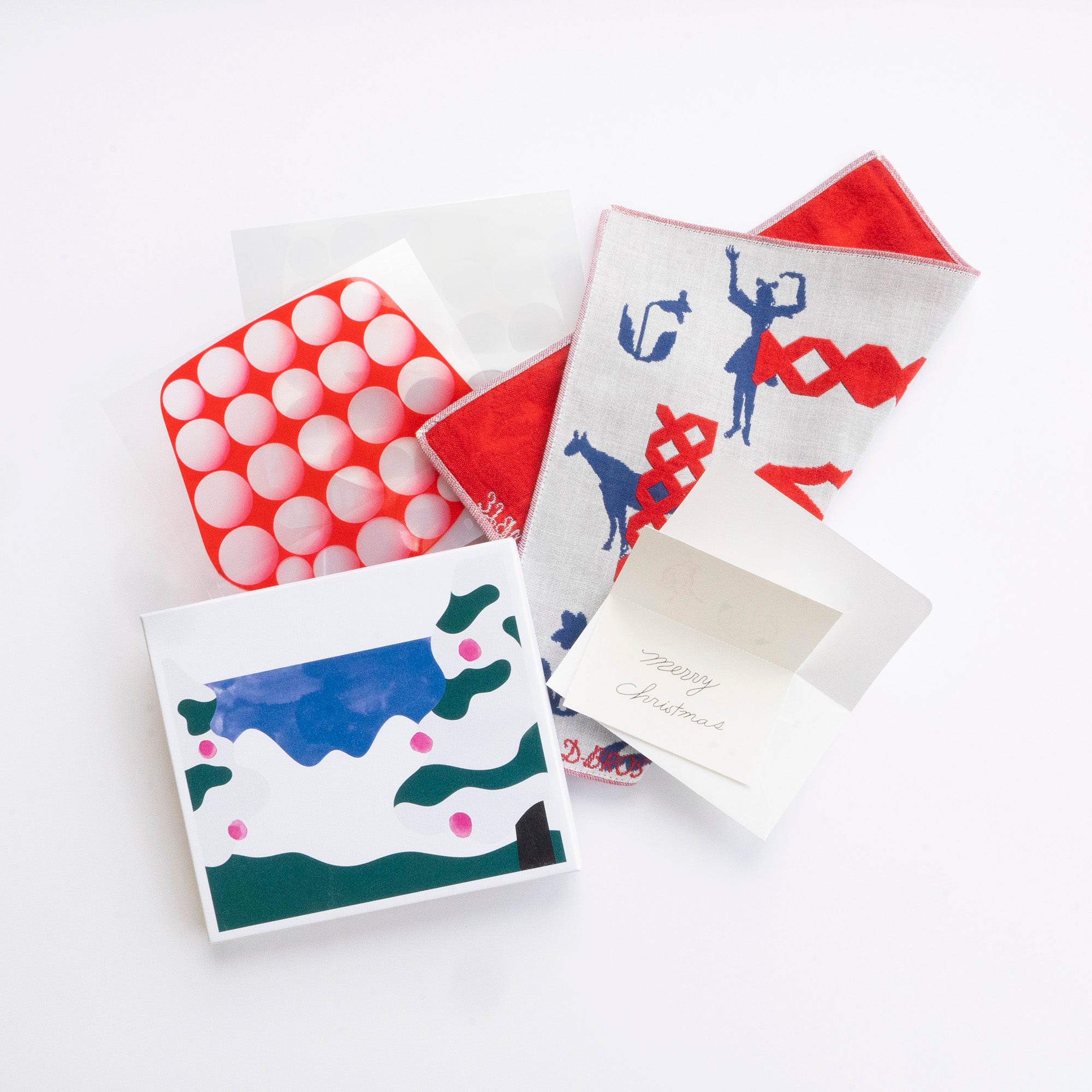 [X'mas限定]フラワーベースとハンカチのギフト 赤い実