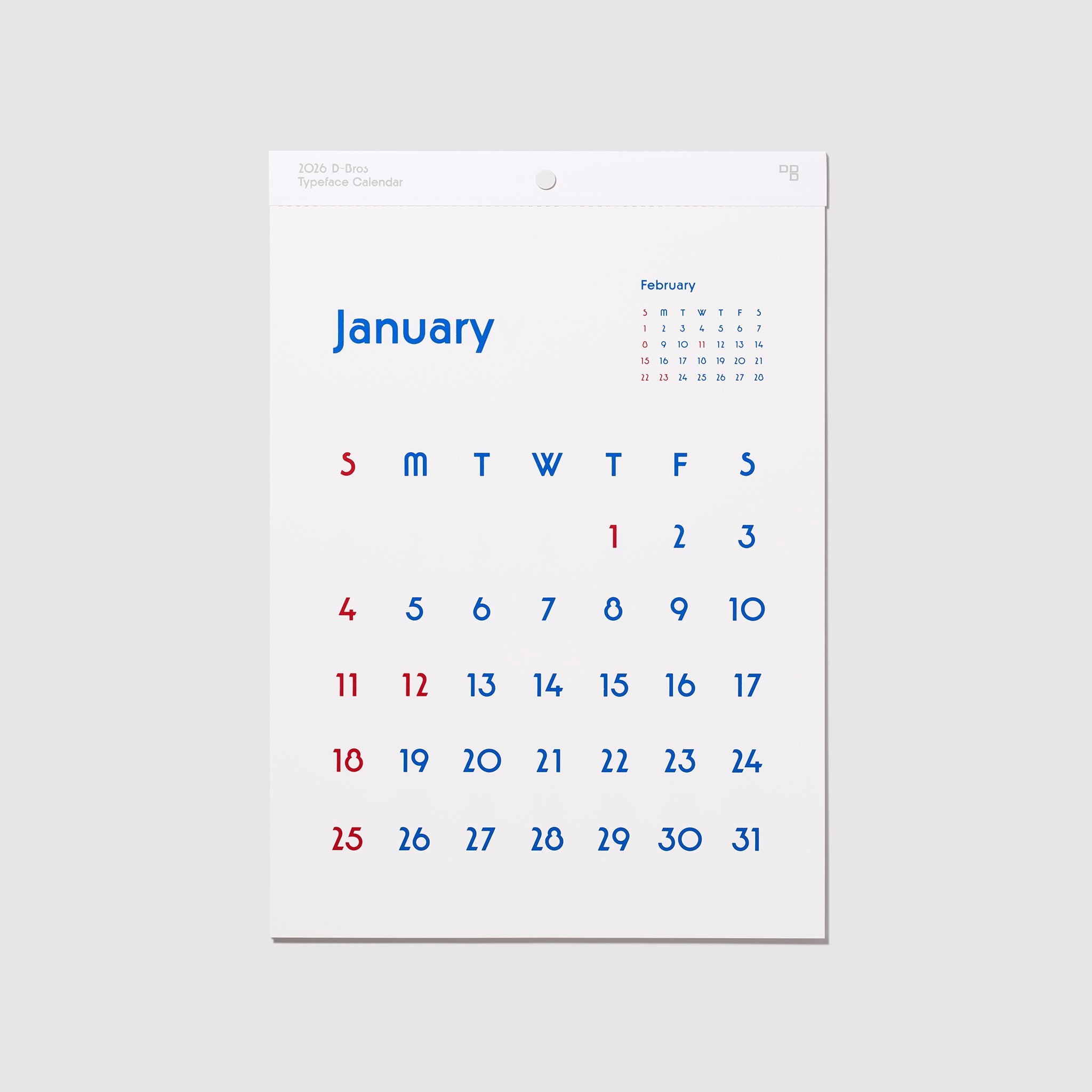 2026 Typeface Calendar