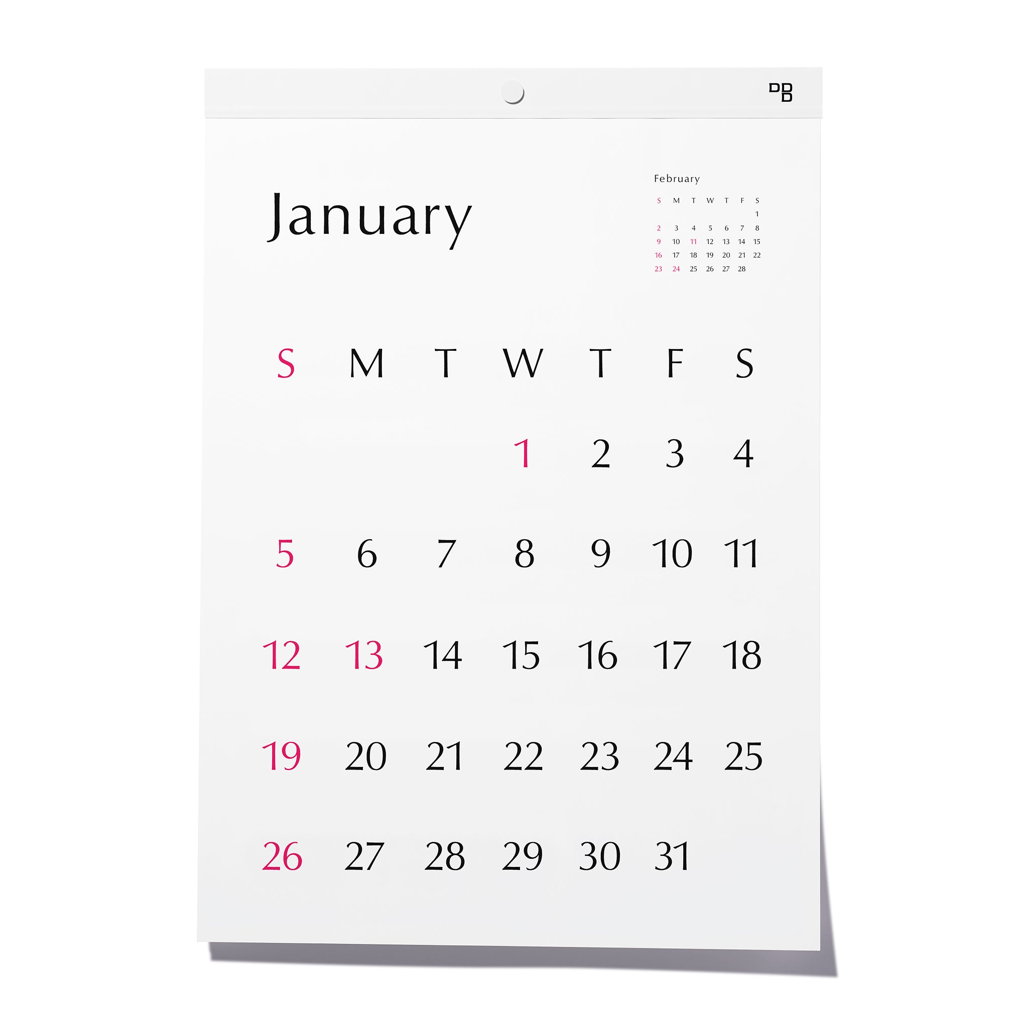 2025 Typeface Calendar 壁掛けタイプ